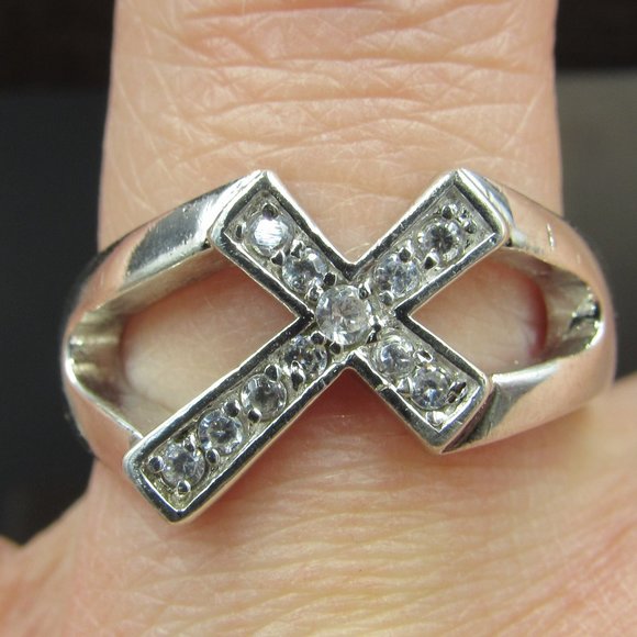 Jewelry - Size 8 Sterling God's Cross Cubic Zirconia Ring